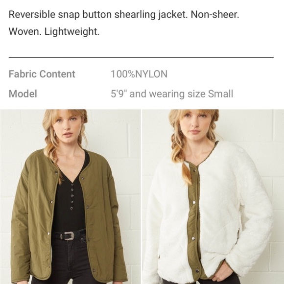 Entro Reversible Shearling Quilted Snap Button Jacket. - Picture 5 of 5